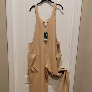 Halara XL Tan Overalls with 2 Pockets